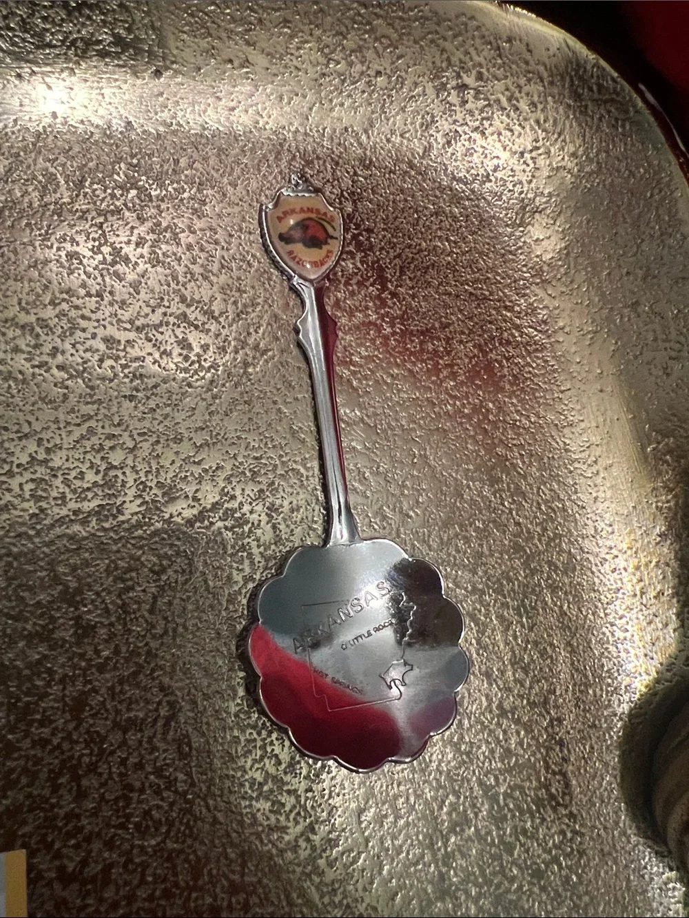 1972*Arkansas Souvenir Collector Spoon - Silver Tone with Red Accent